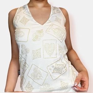 Amazing 90s Authentic White Versace Golden Tank Top Size S